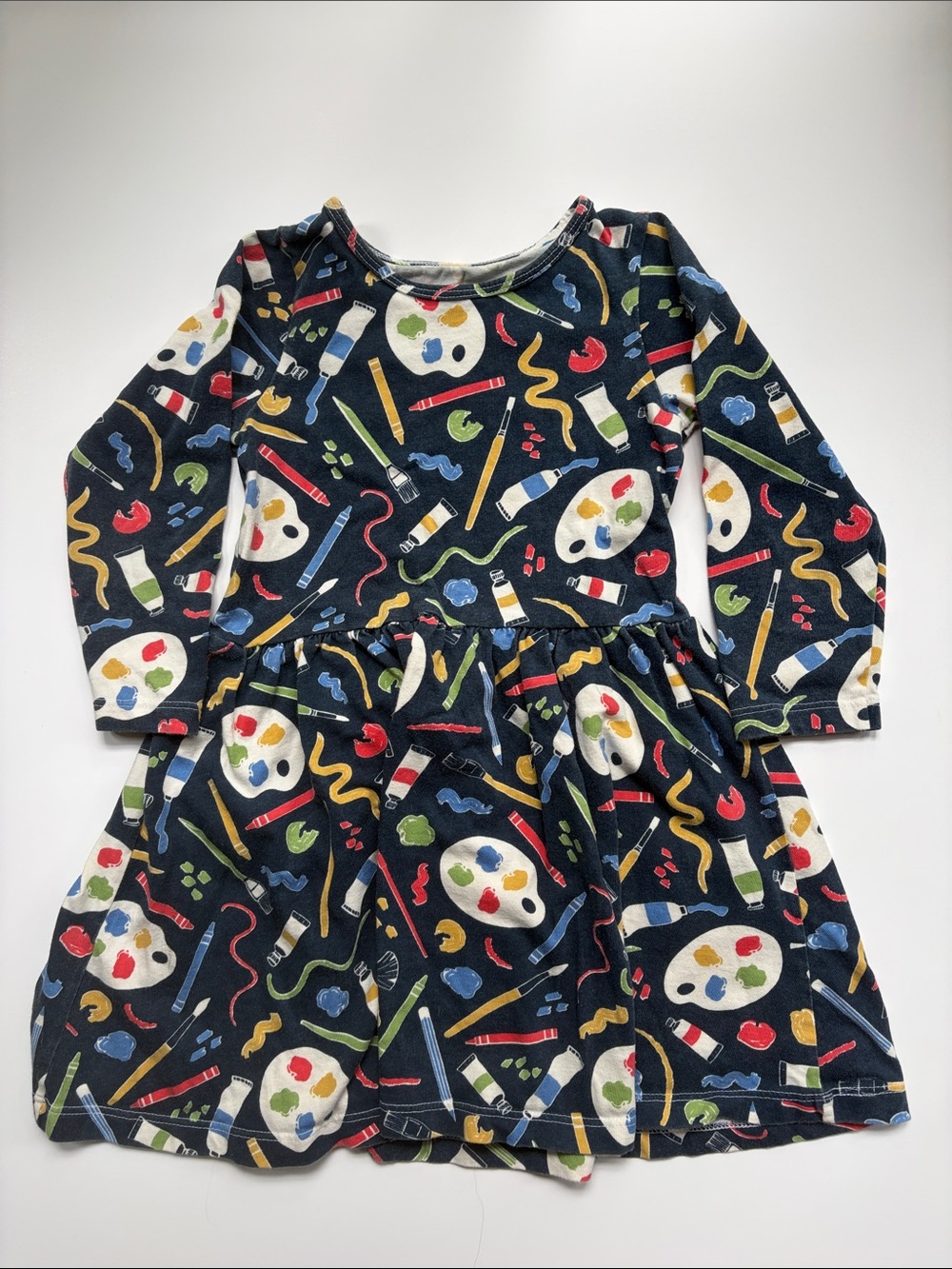 Winter Water Factory Navy Paint Palette Long-Sleeve Casual Dress